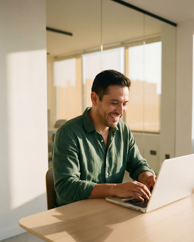 man working using a laptop