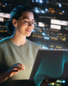 woman working with laptop