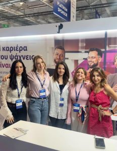TP team members posing together at the Kariera.gr Career Days 2026 booth.